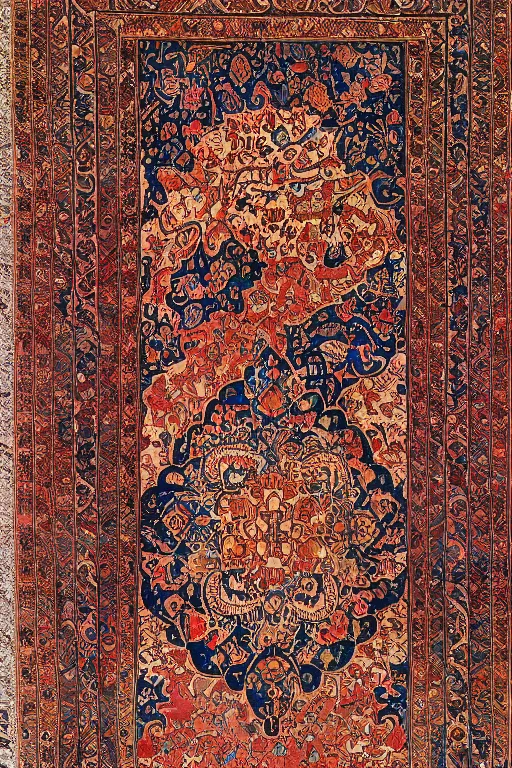 a persian carpet interwoven with a microchip board and | Stable ...