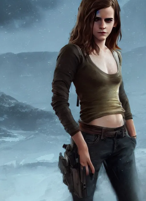 Image similar to highly detailed full body portrait of emma watson gta 5 art, seductive, unreal engine, fantasy art by greg rutkowski