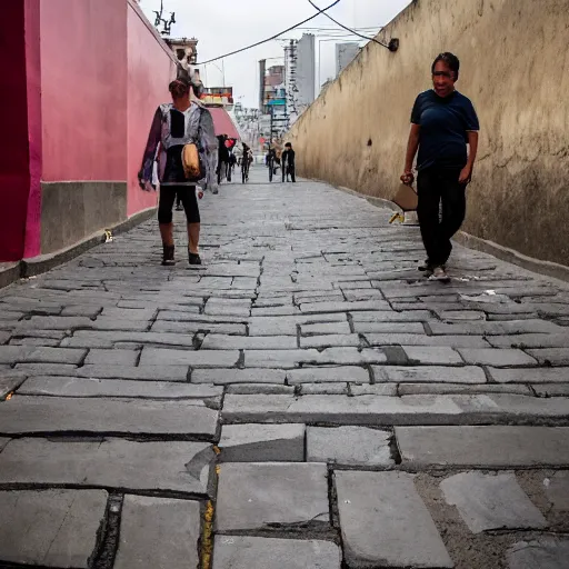 Prompt: Lima, Peru sidewalks