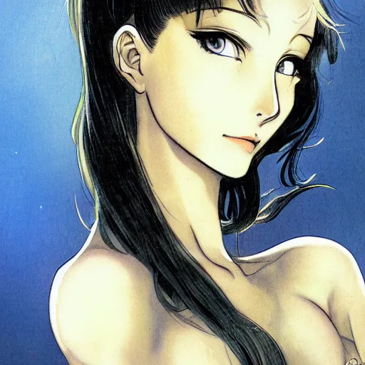 Image similar to portrait of a young woman anime style illustration by frank frazetta and boris vallejo