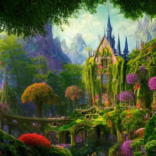 A magical fantasy royal castle town that sits on a