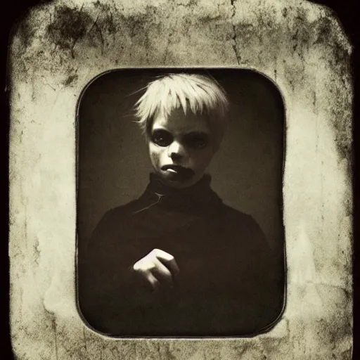 Image similar to a creepy demon, a character portrait, photograph by Kyle Thompson, Victorian England, deviantart, gothic art, deviantart, tintype photograph, goth