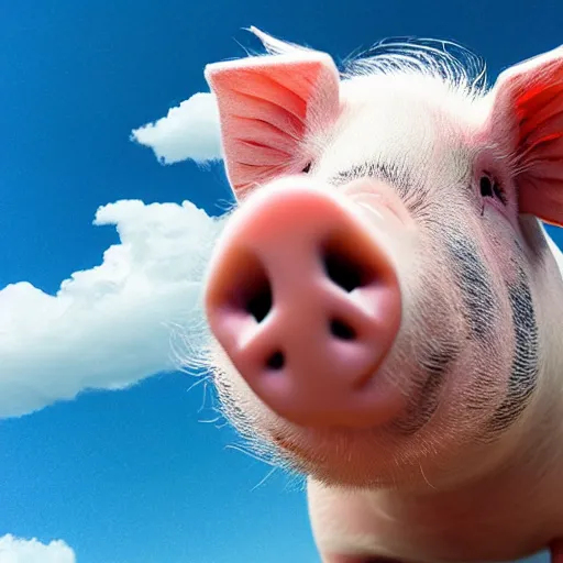 Image similar to happy pig in sky, epic hd award - winning professional selfie portrait 8 k