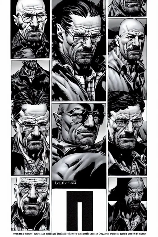 Image similar to character art by mike deodato, walter white, absolute chad