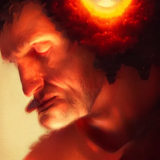 Image similar to UHD photorealistic Man signing his soul over to the devil, in the style of tonalism by Greg Rutkowski, trending on Artstation, hyperrealistic, correct details, symmetrical faces