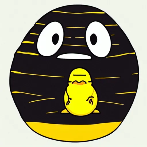 Prompt: beetlejuice laying on top of gudetama