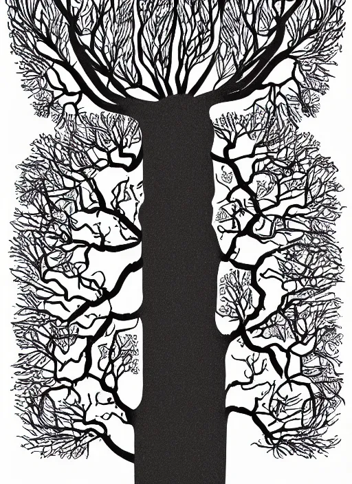 Image similar to an illustration of a tree with arms and legs, simple and complex, intricate details, award - winning, by marco bucci