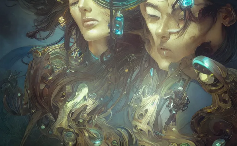 Image similar to 7 anunnaki gods, hyperrealistic concept art, detailed, sharp focus, cgsociety, art by artgerm and greg rutkowski and alphonse mucha