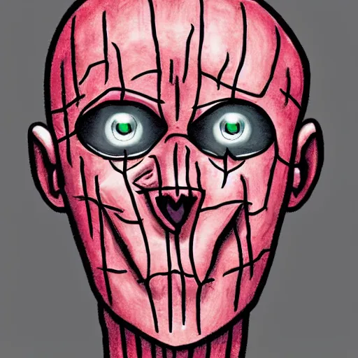 Image similar to Pinhead from Hellraiser, chibi illustration, 4k