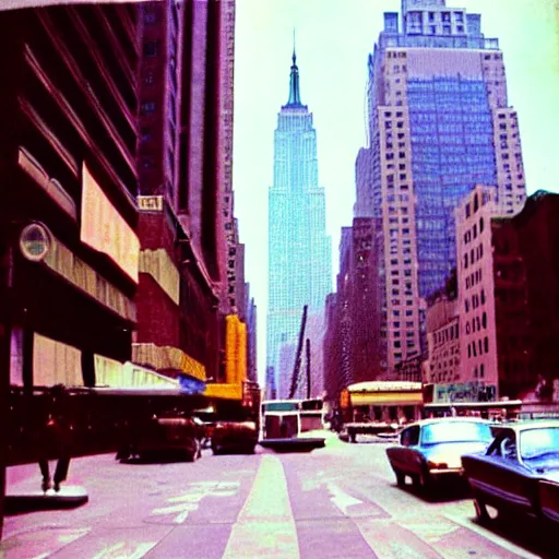 Image similar to Beautiful colored-photo cameraphone 1969 soft Photograph of New York city street