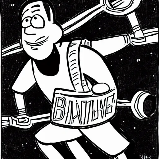 Image similar to a man carrying boltcutters. childrens coloring book, chris ware, nick drnaso, stylised graphic novel, black and white, coloring pages