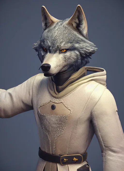 Prompt: close up character portrait icon of the anthro anthropomorphic of the male anthropomorphic wolf fursona wearing jedi robes. leather gloves. character design by charlie bowater, ross tran, artgerm, and makoto shinkai, detailed, soft lighting, rendered in octane