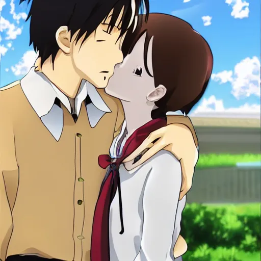 Anime girl kiss Walter White, Stable Diffusion