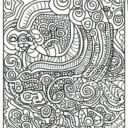 Image similar to A children's coloring book page, half completed.