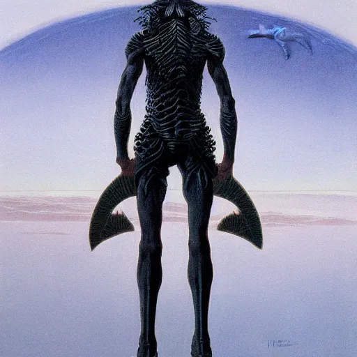 Prompt: a photo of a character in a scenic environment by Wayne Barlowe