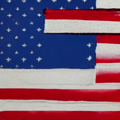 Prompt: the American flag, dusty and ripped off, photorealistic, 4k, award-winning