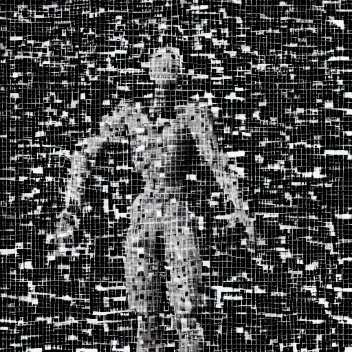Image similar to black and white glitch art statue of a cybernetic youtuber trending on artstation deviantart pinterest photorealistic hd 8 k highlights and shadow detailed high resolution