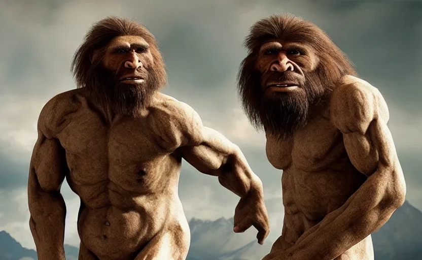 Image similar to made a neanderthal became prophet and many people follow him, perfect dynamic posture, perfect dynamic environment, perfect dynamic body form, perfect dynamic pose, perfect dynamic form, pinterest, perfect dynamic position, award winning photo by national geographic, and pulittzer winner, bokeh, reduce duplication interference