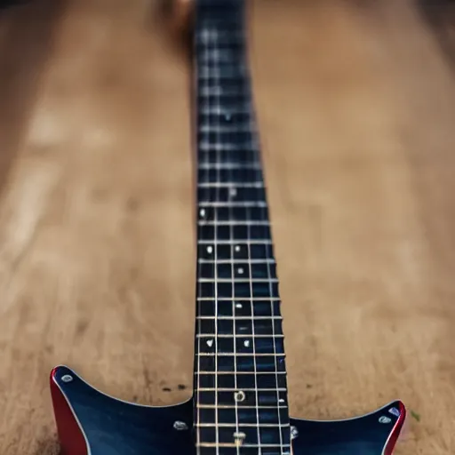 Prompt: a closeup photo of an electric guitar headstock