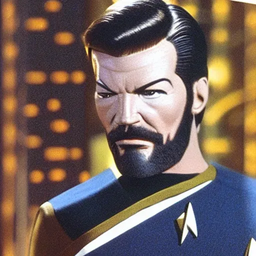 Prompt: Star Trek Commander Riker Soyjack face