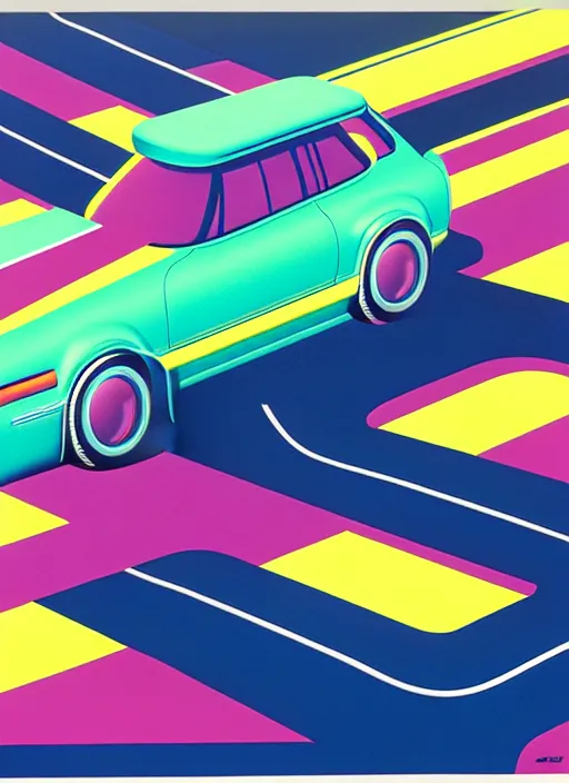 Image similar to drifting car by shusei nagaoka, kaws, david rudnick, airbrush on canvas, pastell colours, cell shaded, 8 k,