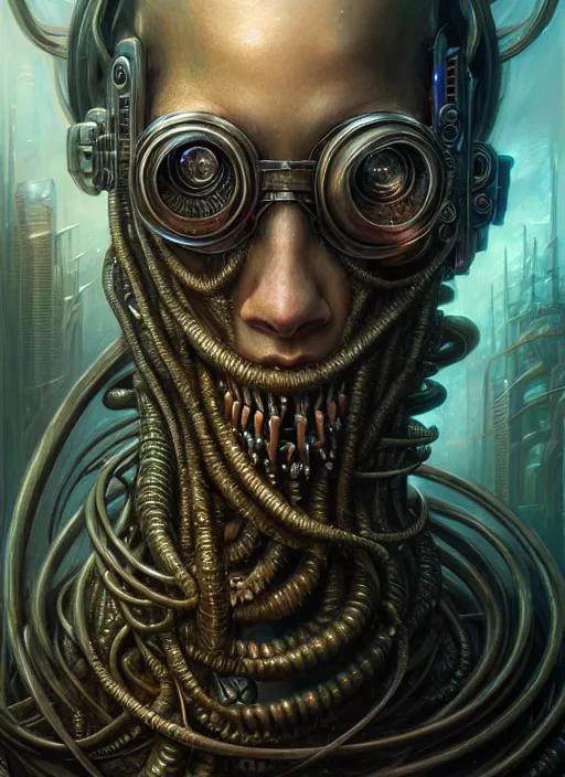 Image similar to closeup portrait shot of a cyberpunk cthulu in a scenic dystopian environment, intricate, elegant, highly detailed, centered, digital painting, artstation, concept art, smooth, sharp focus, illustration, artgerm, tomasz alen kopera, peter mohrbacher, donato giancola, joseph christian leyendecker, wlop, boris vallejo