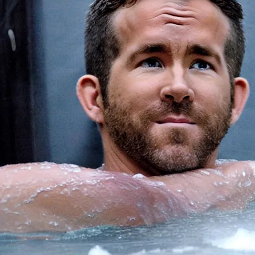 Image similar to ryan reynolds taking a bubble bath