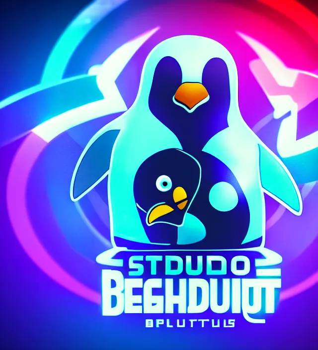 Image similar to studio beautiful cyberpunk esports penguin logo for a penguin!!!!!! studio level special effects and particles, intricate!!!!! professional, global illumination, cinematic, complex design!!!! perfectly shaded, hyperdetailed, epic