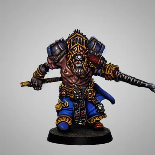 Image similar to chaos dwarf smith from warhammer fantasy : : head and torso oil painting