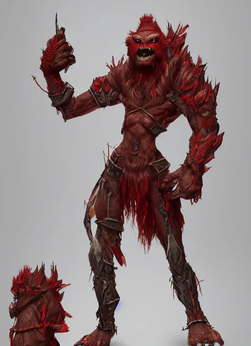 Image similar to а fantasy Proto-Slavic skinny red troll creature in armor inspired blizzard games, full body, detailed and realistic, 4k, trending on artstation, octane render