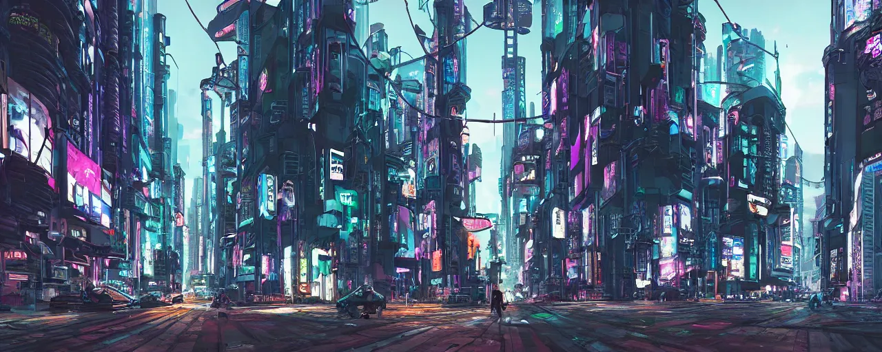 Image similar to cyberpunk city street