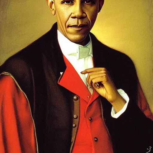Prompt: Obama painted by Edmund Blair Leighton
