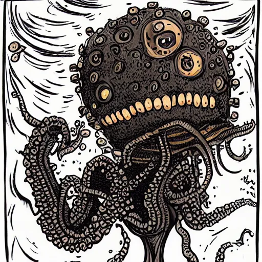 Image similar to lovecraftian eldritch abomination made of coffee, terrifying horrifying angst cup of coffee