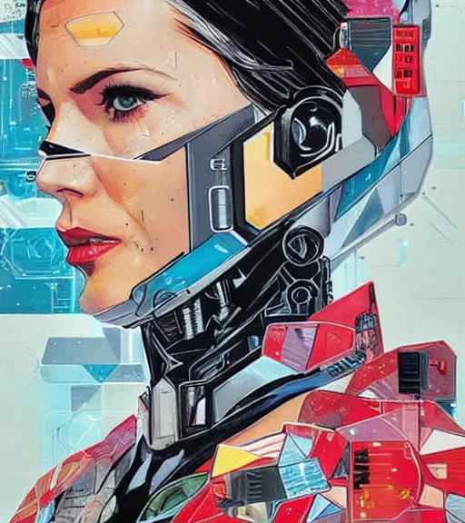 Image similar to portrait of an android, by DC comics and Sandra Chevrier