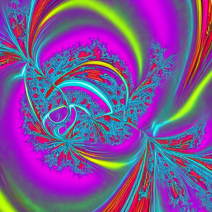 Prompt: fractal 3 d structure, intense psychedelic colors