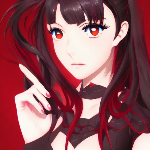 Prompt: Portrait of Rin Tohsaka fron Fate Series, Anime Fantasy Illustration by Tomoyuki Yamasaki, Kyoto Studio, Madhouse, Ufotable, trending on artstation