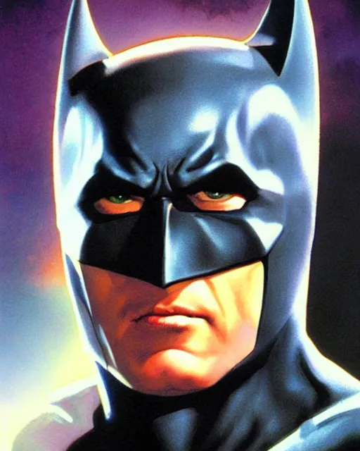 Prompt: batman, airbrush, drew struzan illustration art, key art, movie poster