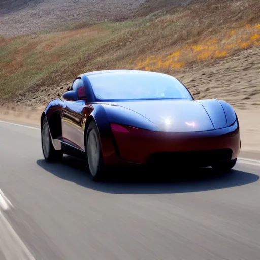 Image similar to nickola tesla driving a tesla roadster