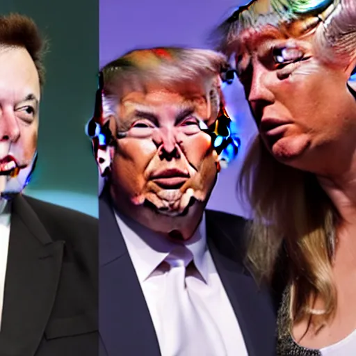 Prompt: Elon Musk fight Donald Trump, width angle, high detail photo.