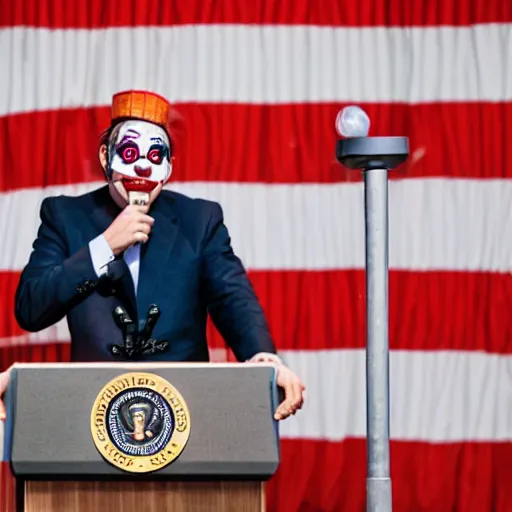Image similar to president clown giving a speech