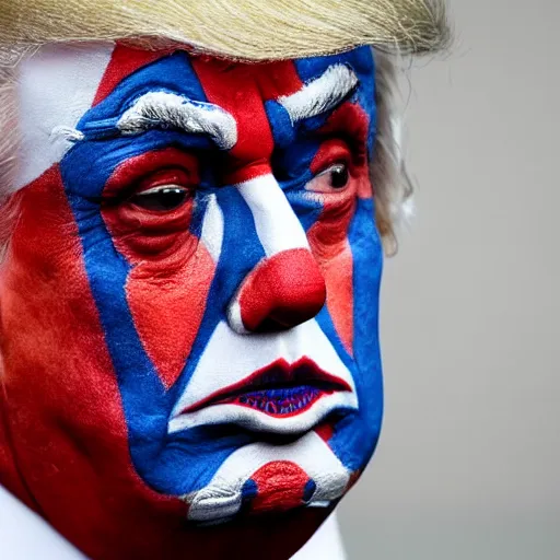 Image similar to donald trump putting on clown makeup