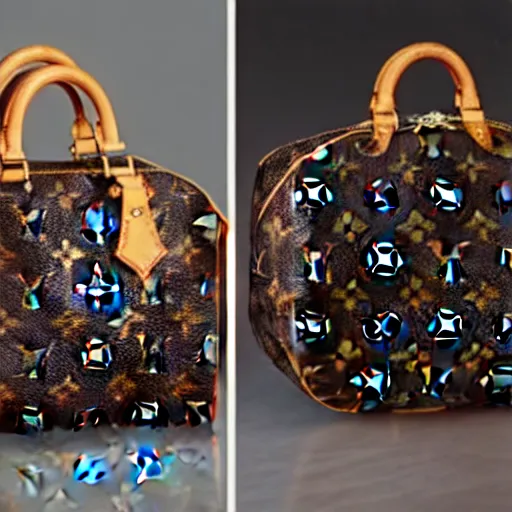 Image similar to a louis Vuitton bag collaboration with cowboy bebop.