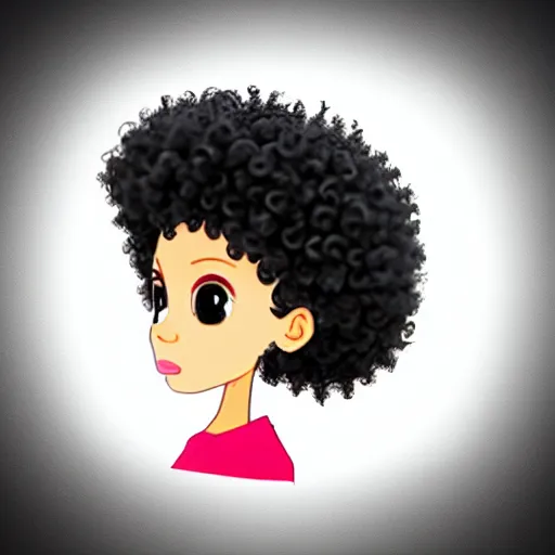 Image similar to a cute 2 d hair barrette character, afro, design, detailed