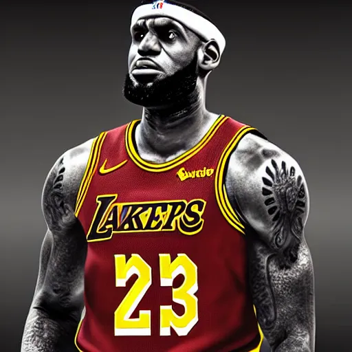 Image similar to lebron james digital art, detailed, good lighting, unreal engine