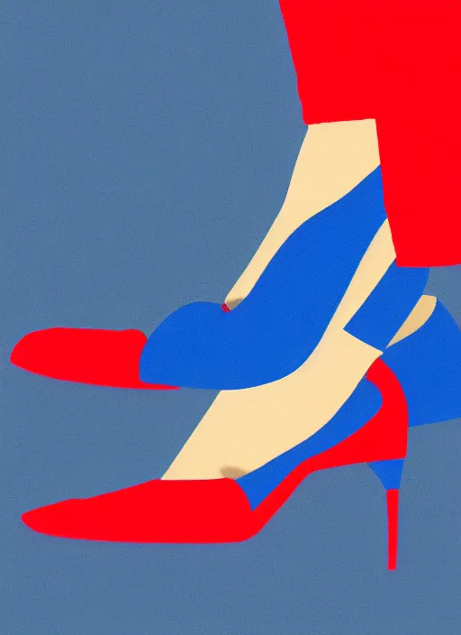 Image similar to minimal movie poster, red shoe and blue shoe