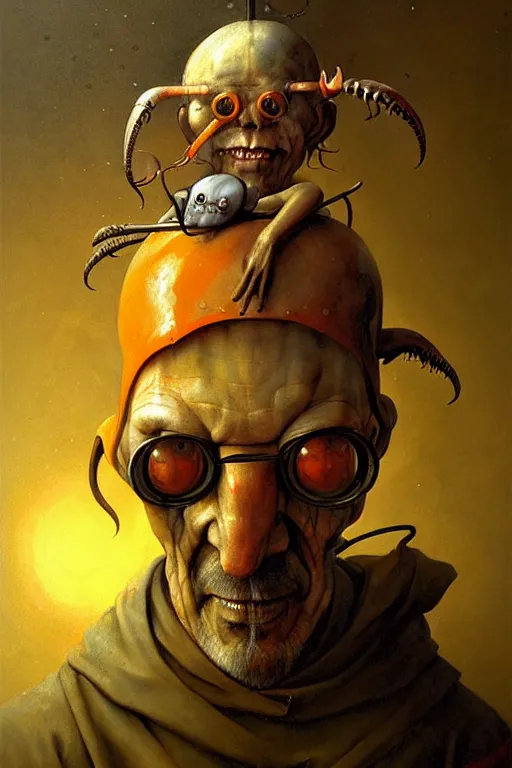 Image similar to hieronymus bosch, greg rutkowski, anna podedworna, painting of gordon freeman holding a headcrab