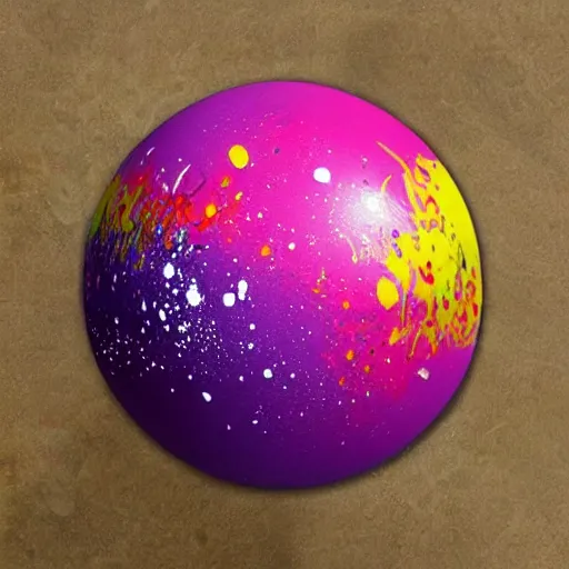 Prompt: perfect round sphere, splatter paint