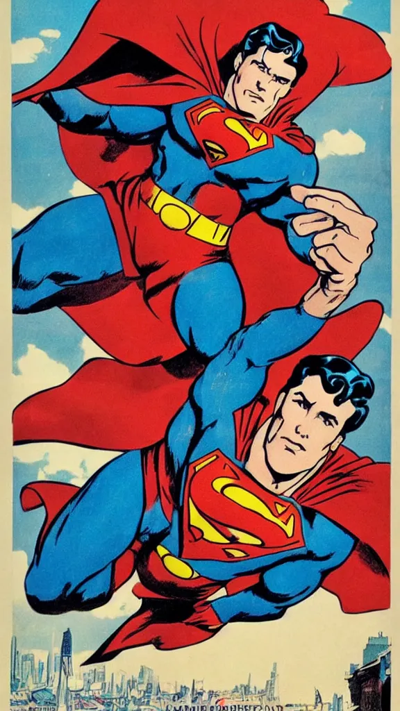 Prompt: superman propaganda poster