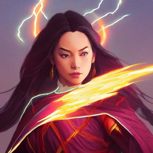 Prompt: Azula bending lightning, highly detailed, digital painting, artstation, concept art, sharp focus, illustration, cinematic lighting, art by artgerm and greg rutkowski and alphonse mucha