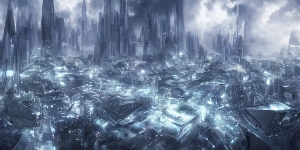 Prompt: A futuristic city in the clouds